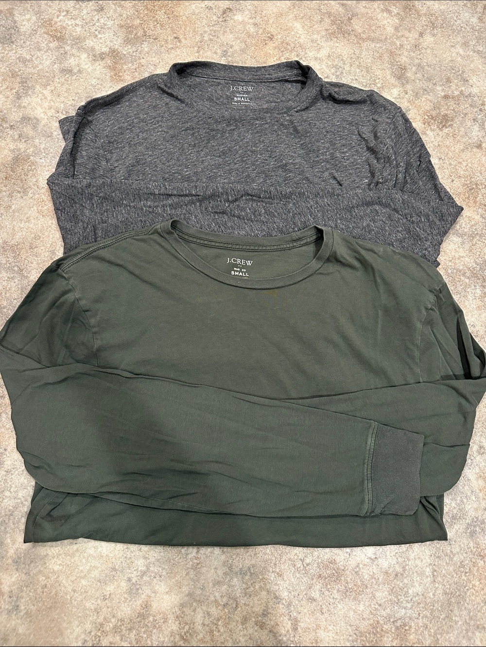 J.Crew Two long Sleeve Tees in Green & Gray Size Small